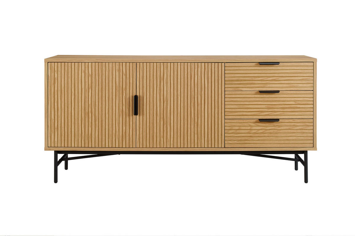 SIDEBOARD 160/75/40 cm  - Eichefarben/Schwarz, Design, Holz/Holzwerkstoff (160/75/40cm) - Livetastic