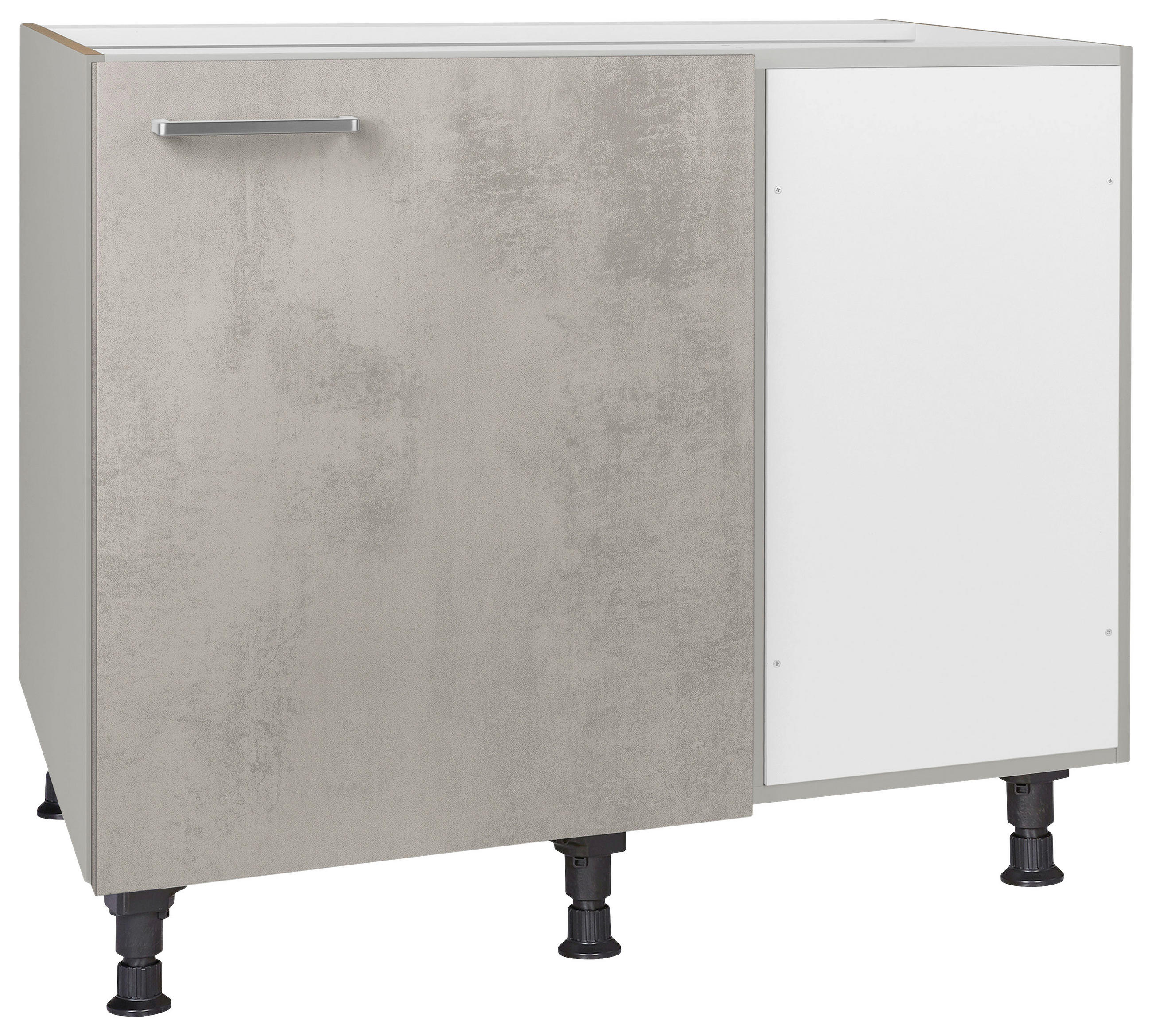 ECKUNTERSCHRANK 125/87/65 cm  - Edelstahlfarben/Hellgrau, MODERN, Holzwerkstoff/Metall (125/87/65cm) - Nobilia