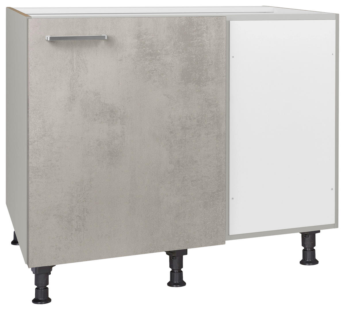 ECKUNTERSCHRANK 125/87/65 cm  - Edelstahlfarben/Hellgrau, MODERN, Holzwerkstoff/Metall (125/87/65cm) - Nobilia