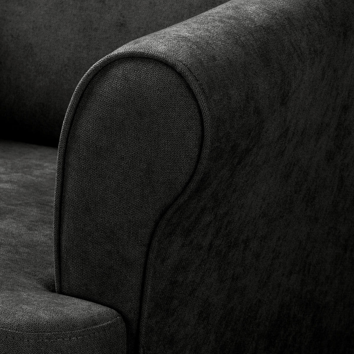 OHRENSESSEL Mikrofaser Schwarz  - Schwarz/Naturfarben, Design, Holz/Textil (87/105/90cm) - Livetastic