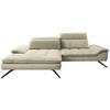 ECKSOFA in Webstoff Creme  - Creme/Schwarz, Design, Textil/Metall (179-202/288cm) - Stylife