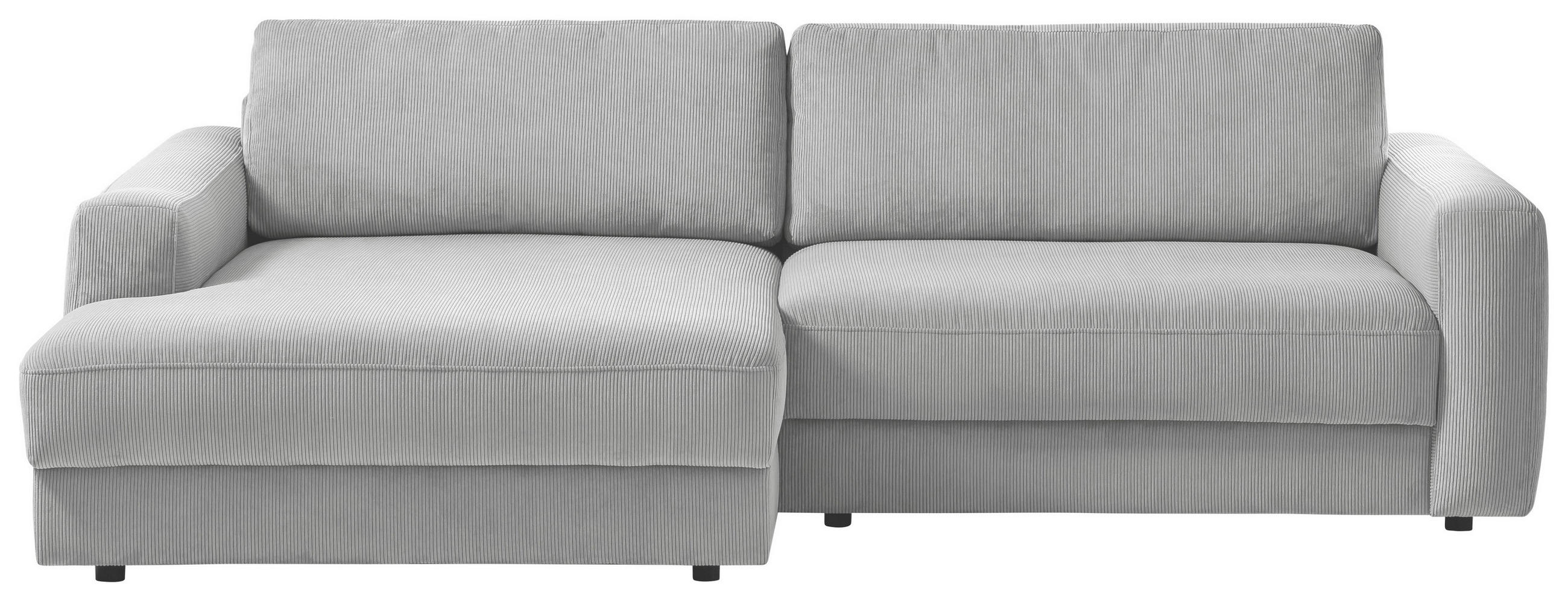 ECKSOFA BOURBON Grau Cord  - Schwarz/Grau, MODERN, Textil (176/250cm) - Trendmanufaktur
