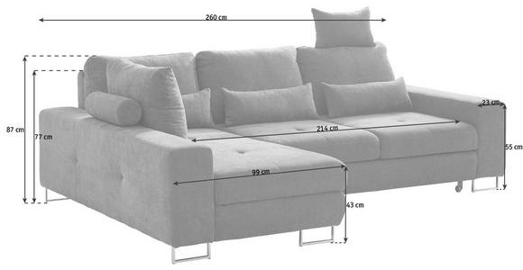 ECKSOFA Beige Flachgewebe  - Beige, Design, Textil/Metall (188/260cm) - Hom`in