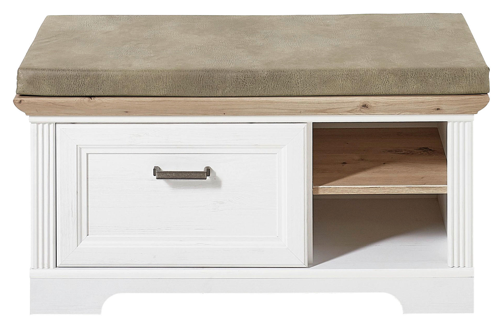 GARDEROBENBANK in 93/49/41 cm - Eichefarben/Beige, ROMANTIK / LANDHAUS, Holzwerkstoff/Textil (93/49/41cm) - Landscape