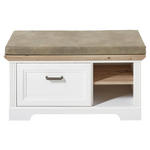 GARDEROBENBANK  in 93/49/41 cm  - Eichefarben/Beige, ROMANTIK / LANDHAUS, Holzwerkstoff/Textil (93/49/41cm) - Landscape
