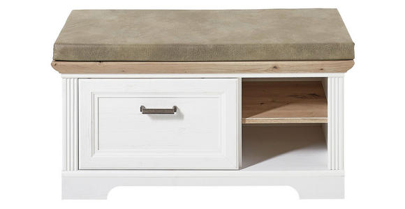 GARDEROBENBANK  in 93/49/41 cm  - Eichefarben/Beige, ROMANTIK / LANDHAUS, Textil/Metall (93/49/41cm) - Landscape