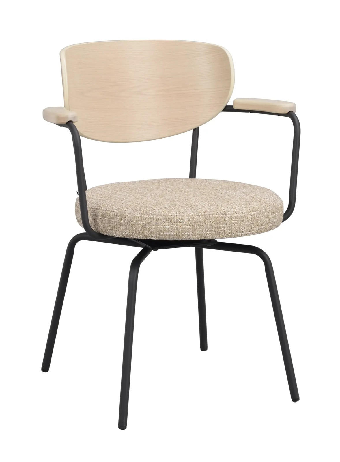 STOL MED ARMSTÖD  stapelbar, 360° vridbar sits   - beige/svart, Klassisk, metall/trä (62/81/60cm) - Rowico