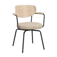 STOL MED ARMSTÖD  stapelbar, 360° vridbar sits   - beige/svart, Klassisk, metall/trä (62/81/60cm) - Rowico