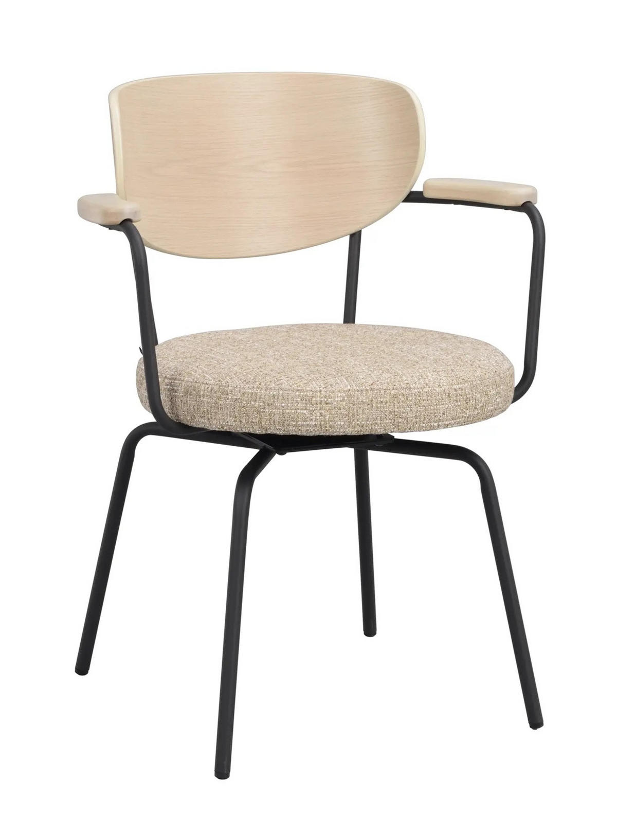 STOL MED ARMSTÖD  stapelbar, 360° vridbar sits   - beige/svart, Klassisk, metall/trä (62/81/60cm) - Rowico