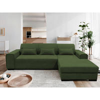 ECKSOFA in Struktur, Bouclé Grün  - Schwarz/Grün, Design, Kunststoff/Textil (270/175cm) - MID.YOU