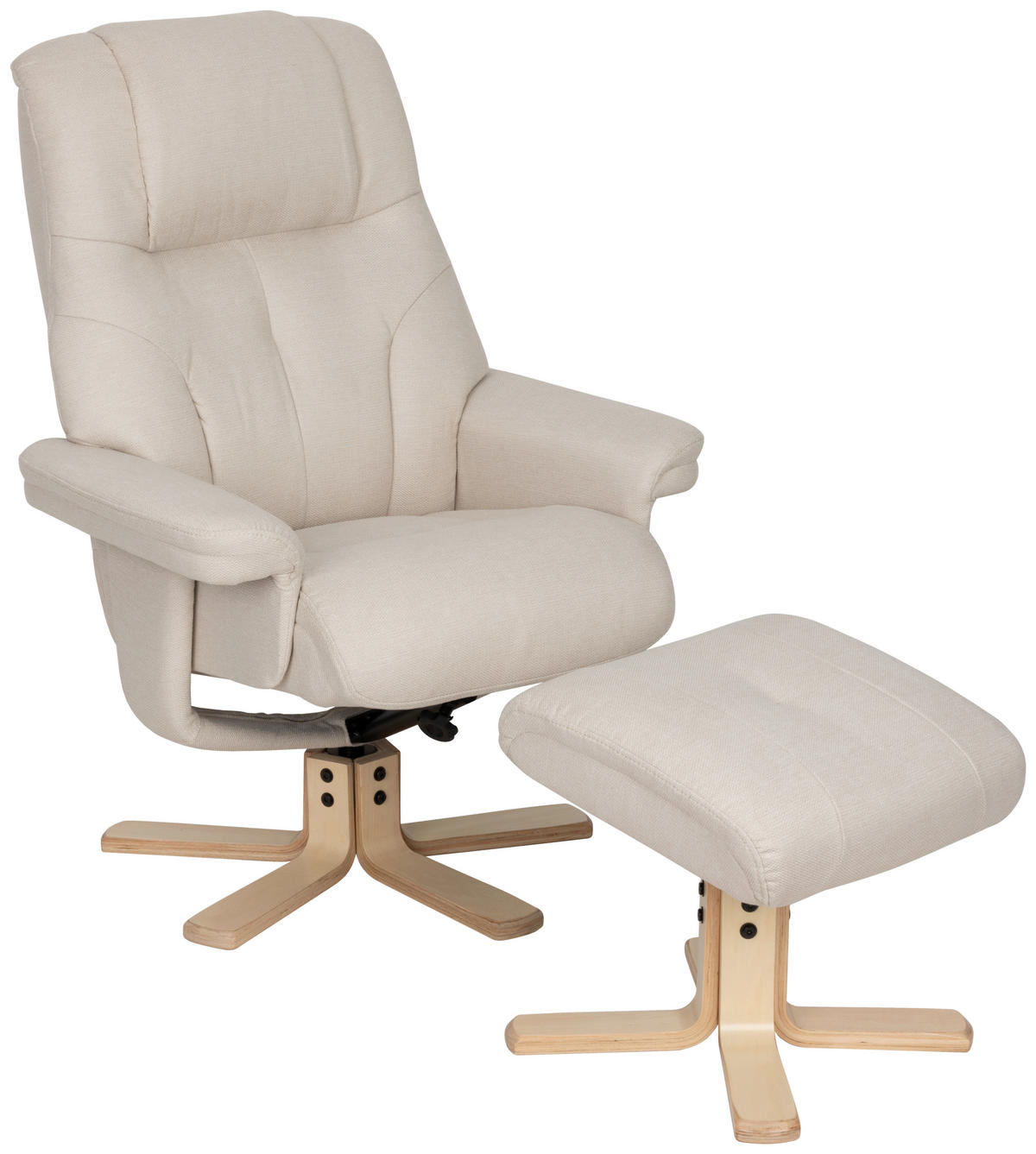 RELAXSESSELSET Webstoff    - Creme/Naturfarben, Design, Holz/Textil (80/109/79cm) - Livetastic