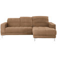 ECKSOFA  in Webstoff Braun  260/187 cm  - Chromfarben/Braun, Design, Textil/Metall (260/187cm) - Xora