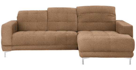 ECKSOFA  in Webstoff Braun  260/187 cm  - Chromfarben/Braun, Design, Textil/Metall (260/187cm) - Xora