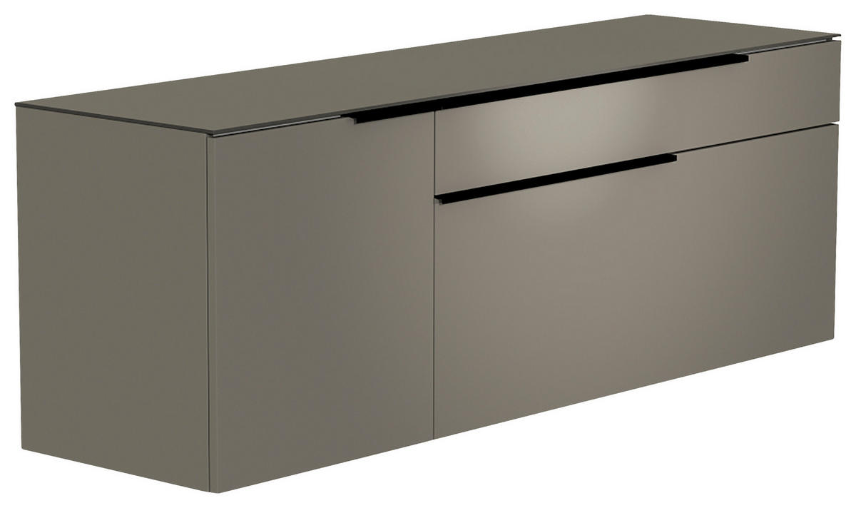 LOWBOARD  in 160/56/45 cm  - Schwarz/Grau, Design, Glas/Holzwerkstoff (160/56/45cm) - Moderano