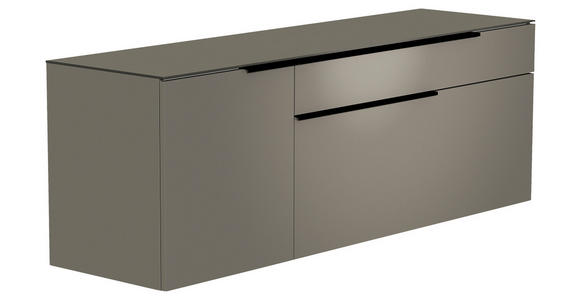 LOWBOARD  160/56/45 cm 1 Schublade(n) Beimöbel erhältlich, hängend, Abdeckplatte aus Glas  - Schwarz/Grau, Design, Glas/Holzwerkstoff (160/56/45cm) - Moderano