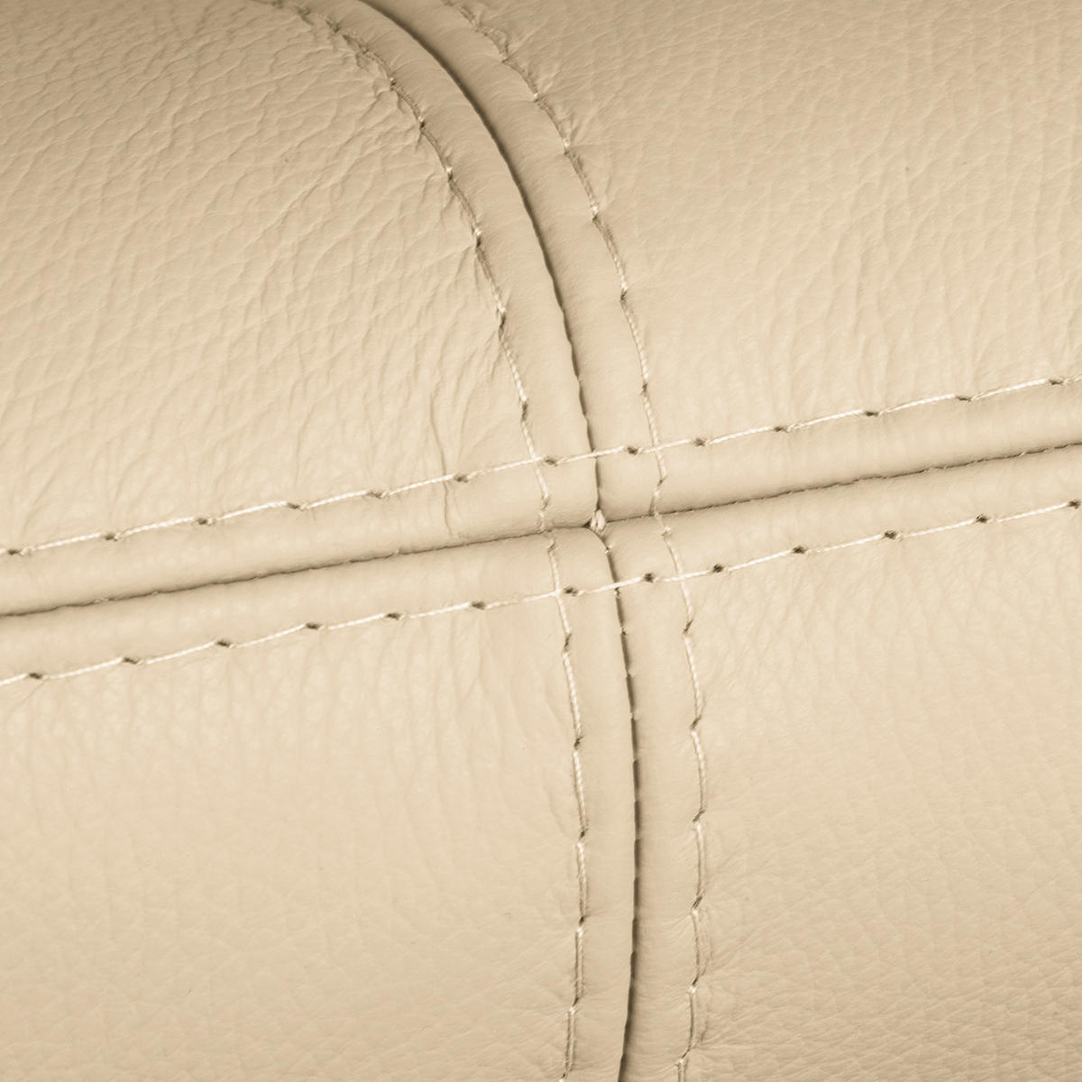 3-SITZER-SOFA Echtleder Beige  - Beige/Silberfarben, Design, Leder/Metall (214/90/88cm) - Livetastic