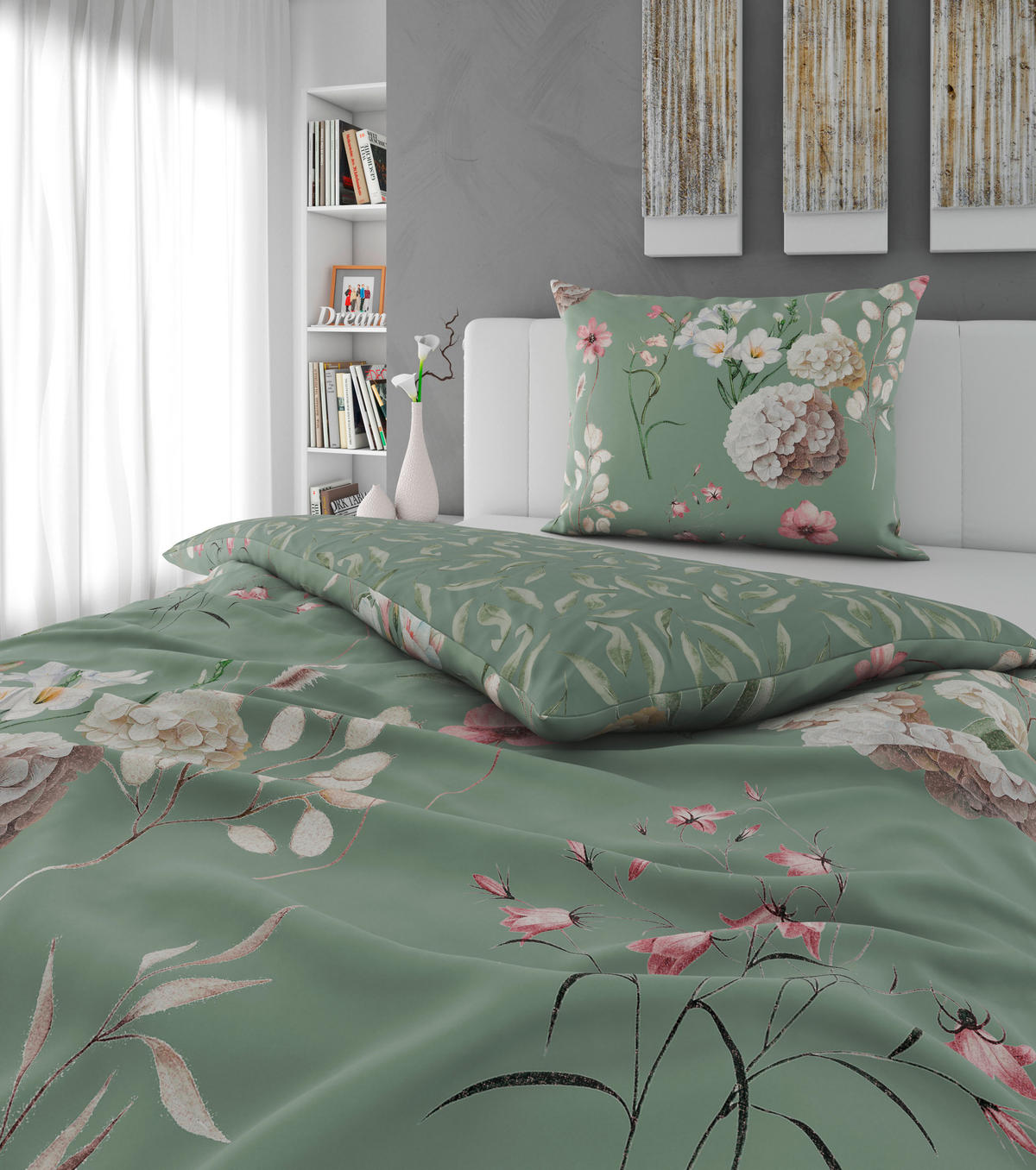 WENDEBETTWÄSCHE 2-teilig Flanell 140/200 cm  - Grün, KONVENTIONELL, Textil (140/200cm) - Esposa