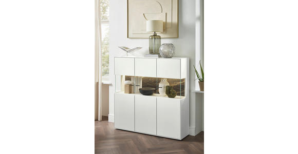 HIGHBOARD Weiß  121,9/121,5/45,2 cm  - Schwarz/Weiß, Design, Glas/Keramik (121,9/121,5/45,2cm) - Dieter Knoll