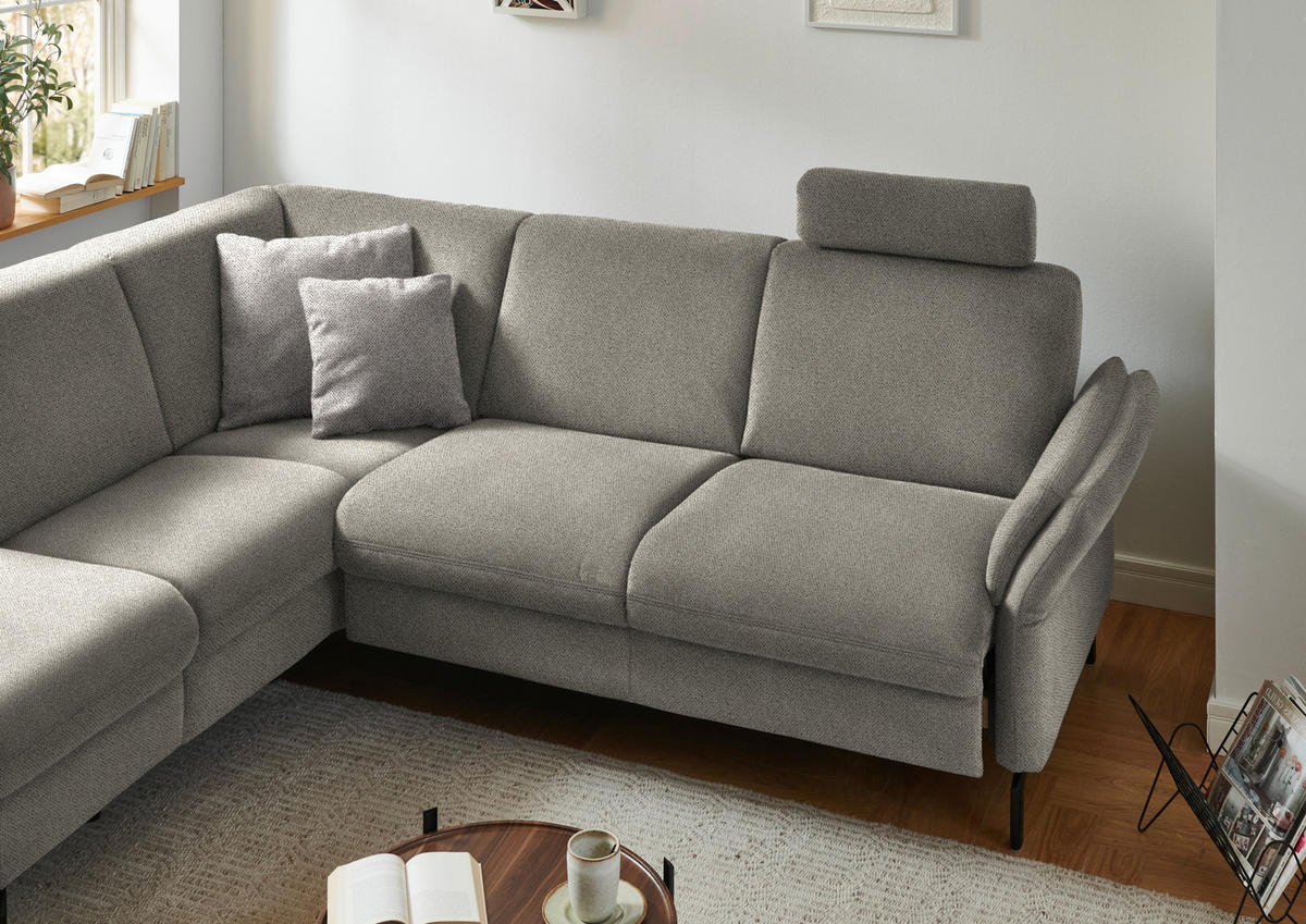 ECKSOFA in Flachgewebe Schilfgrün  - Schilfgrün/Schwarz, Konventionell, Textil/Metall (190/241cm) - Beldomo Comfort