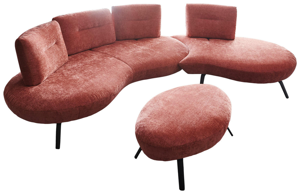 BIGSOFA Flachgewebe Rot  - Rot/Schwarz, Design, Textil/Metall (456/93/138cm) - Moderano