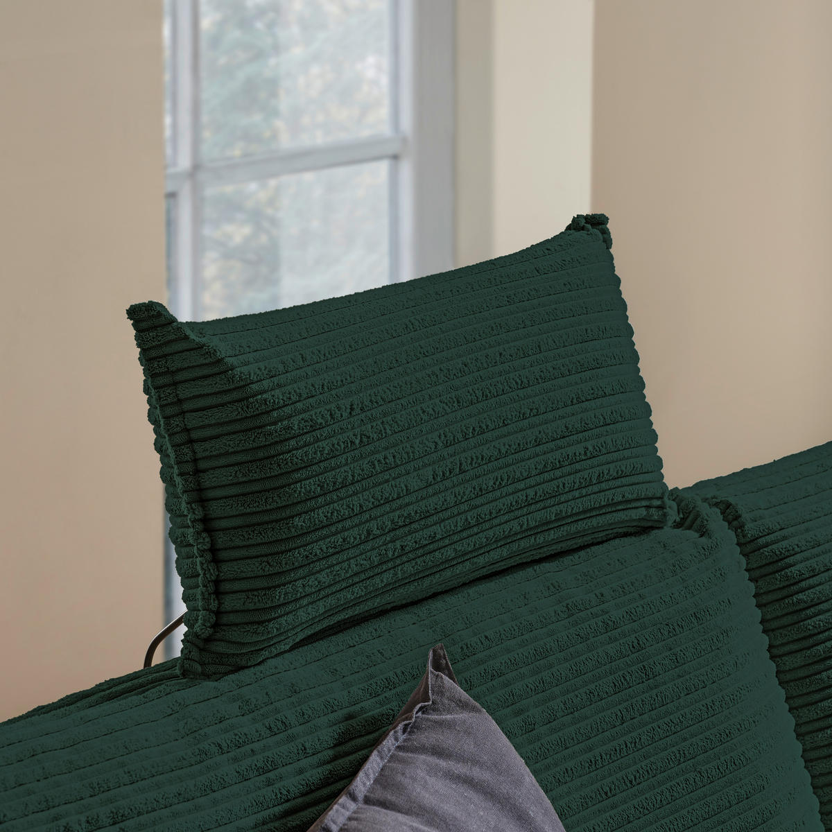 ECKSOFA Dunkelgrün Cord  - Dunkelgrün/Schwarz, KONVENTIONELL, Textil/Metall (173/276cm) - Carryhome