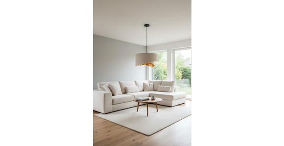 HÄNGELEUCHTE 45/130 cm  - Goldfarben/Weiß, Trend, Textil/Metall (45/130cm) - Novel