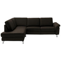 ECKSOFA Echtleder Schwarz  - Chromfarben/Schwarz, Design, Leder/Metall (200/271cm) - Pure Home Lifestyle