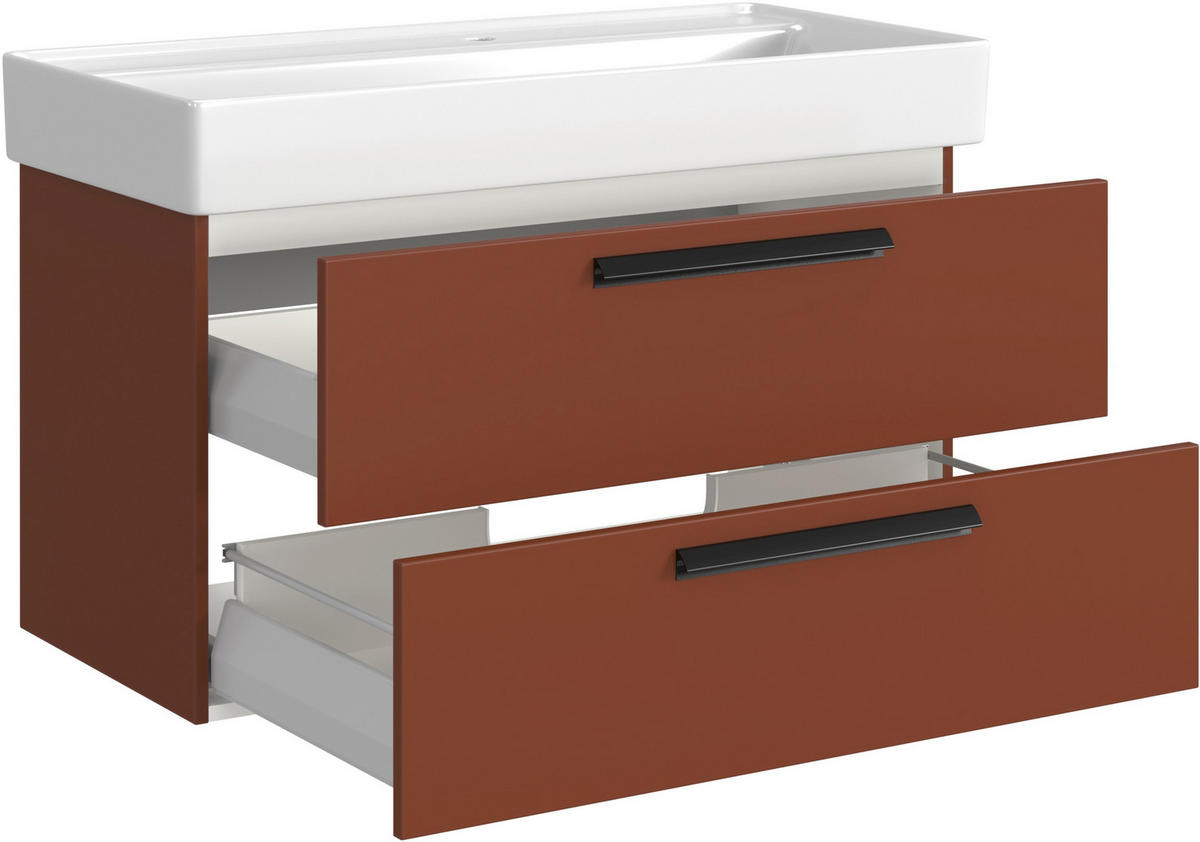 WASCHTISCHKOMBI 100 cm  - Rot/Schwarz, KONVENTIONELL, Keramik/Holzwerkstoff (100cm) - Xora
