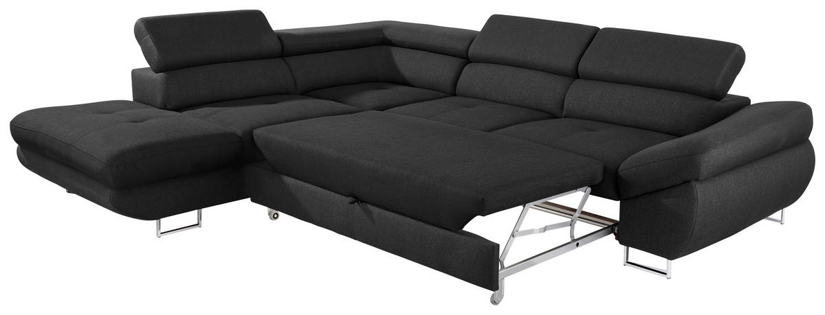 ECKSOFA in Webstoff Schwarz  - Schwarz, Design, Textil/Metall (235/280cm) - Hom`in