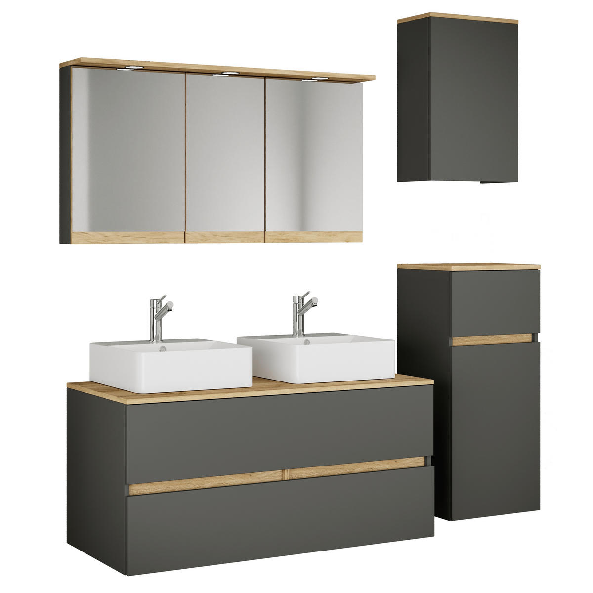 BADEZIMMER 6-teilig 151 cm  - Honigeiche/Weiss, Trend, Keramik/Holzwerkstoff (151cm) - MID.YOU