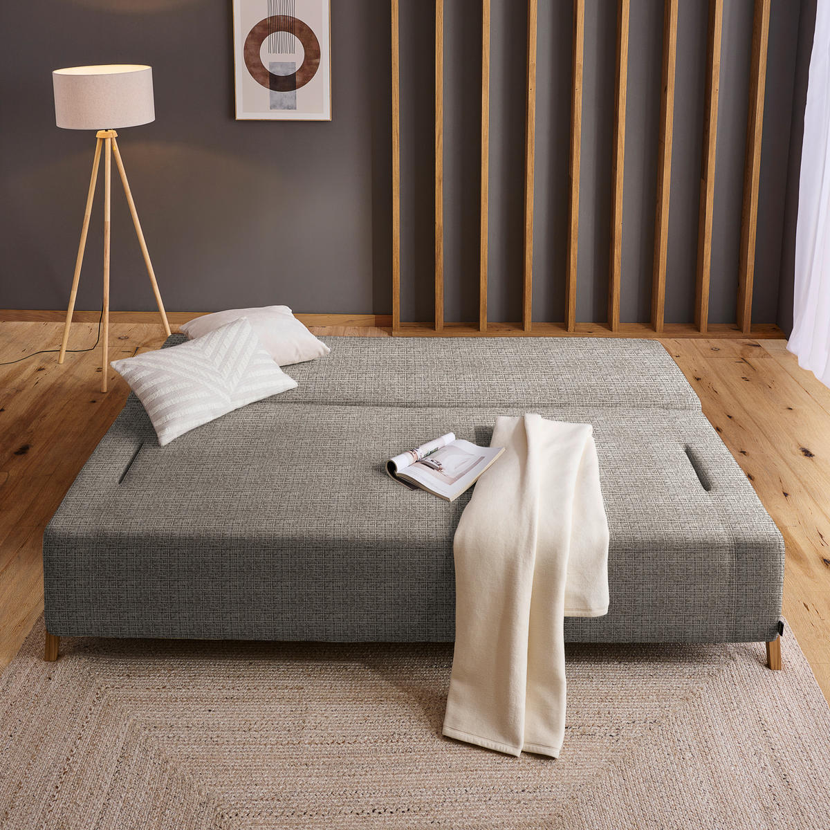 SCHLAFSOFA in Holz, Textil Taupe  - Taupe/Naturfarben, Design, Holz/Textil (211/88/102cm) - Niels Andersson