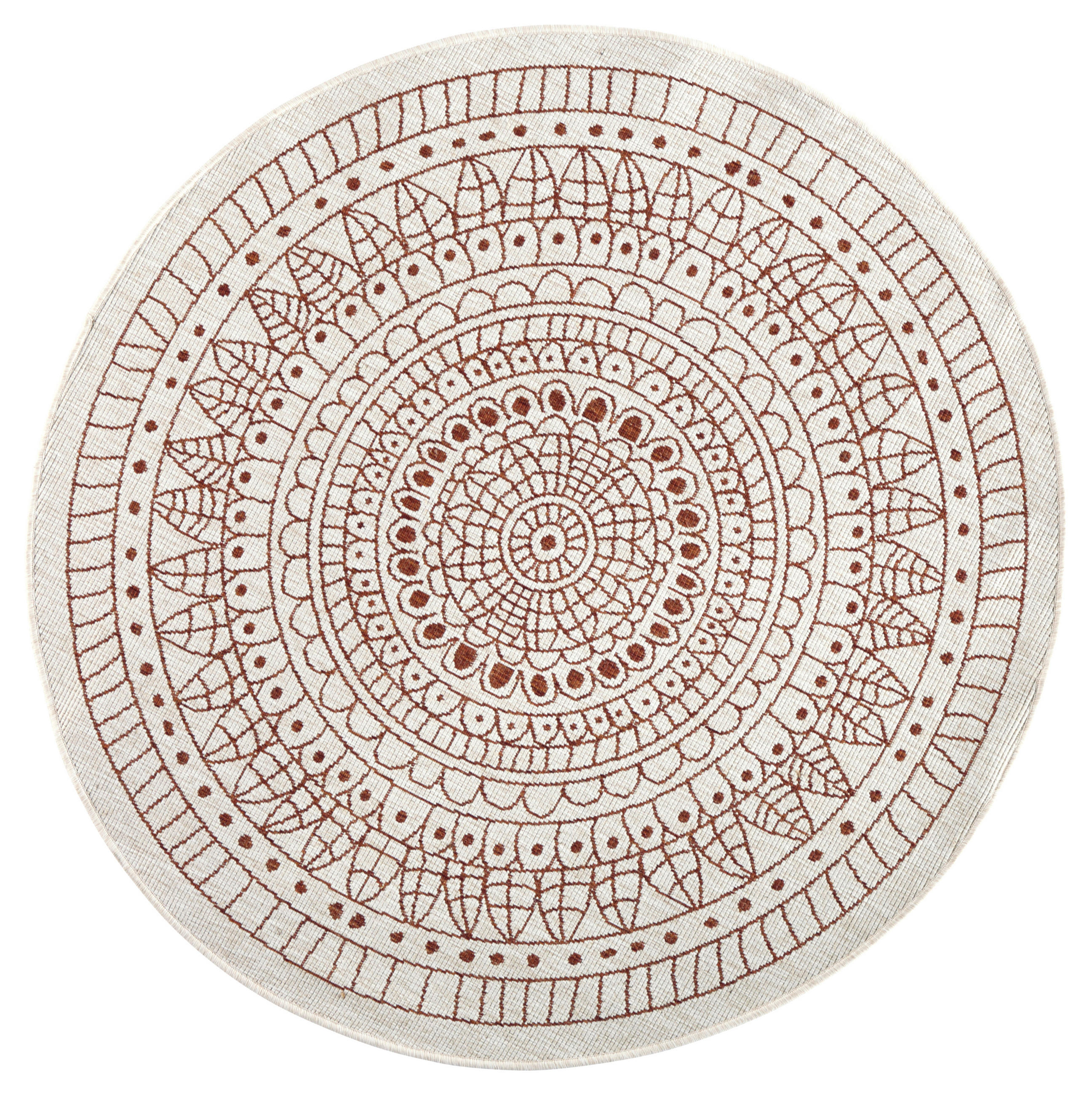 OUTDOORTEPPICH für Terrasse und Balkon 100 cm Twin Creme, Terracotta  - Terracotta/Creme, Basics, Kunststoff (100cm) - Hanse Home
