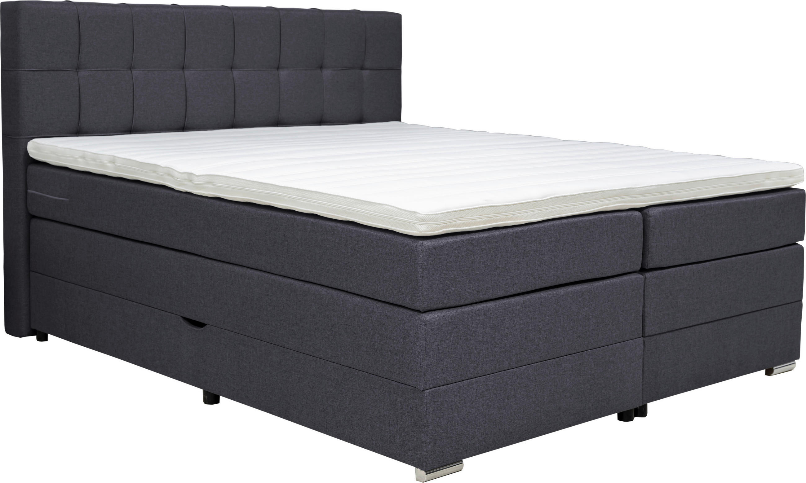 BOXSPRINGBETT 180/200 cm  in Schwarz  - Alufarben/Schwarz, KONVENTIONELL, Kunststoff/Textil (180/200cm) - Carryhome