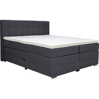 BOXSPRINGBETT 180/200 cm,  in Schwarz, Bettkasten, Topper, Matratzen, H3 + H3 = fest  - Alufarben/Schwarz, KONVENTIONELL, Kunststoff/Textil (180/200cm) - Carryhome
