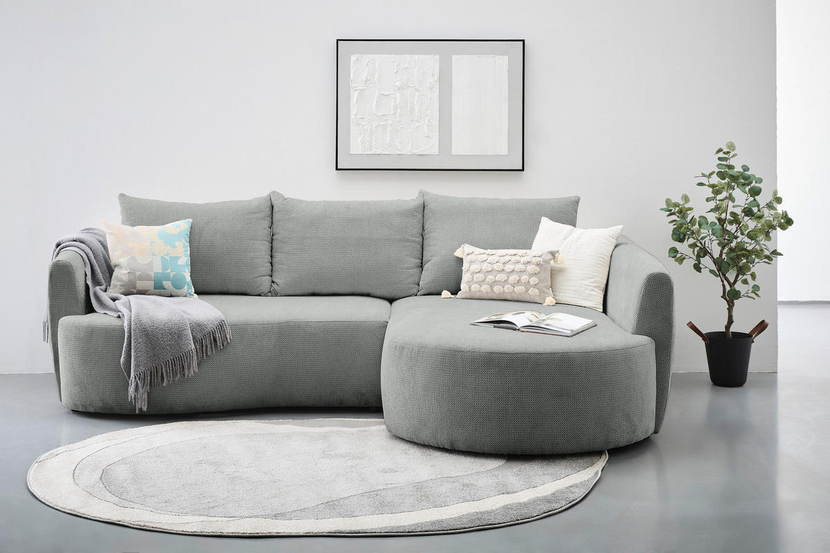 ECKSOFA in Chenille Grau  - Schwarz/Grau, MODERN, Kunststoff/Textil (287/179cm) - Carryhome