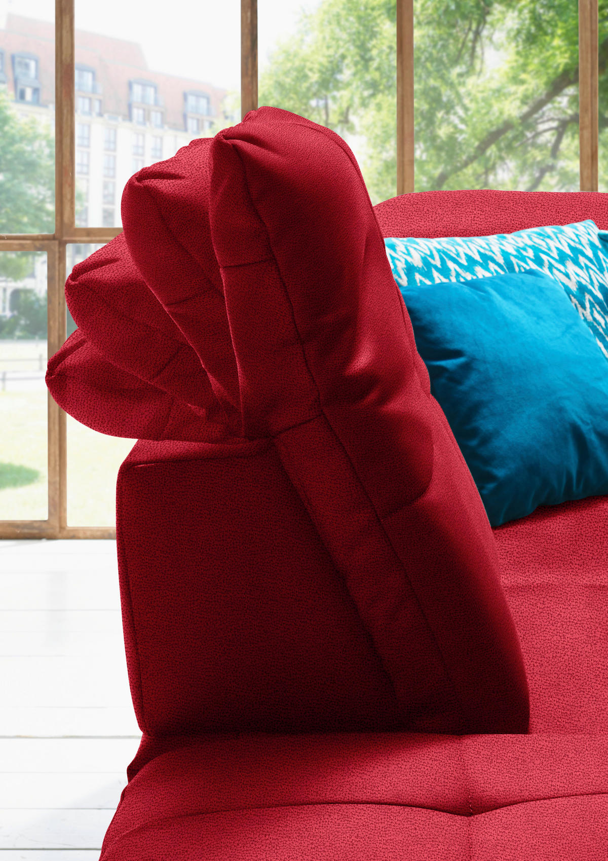 WOHNLANDSCHAFT  in Mikrofaser Rot  - Chromfarben/Rot, Design, Holzwerkstoff/Textil (260/371/195cm) - Beldomo Style