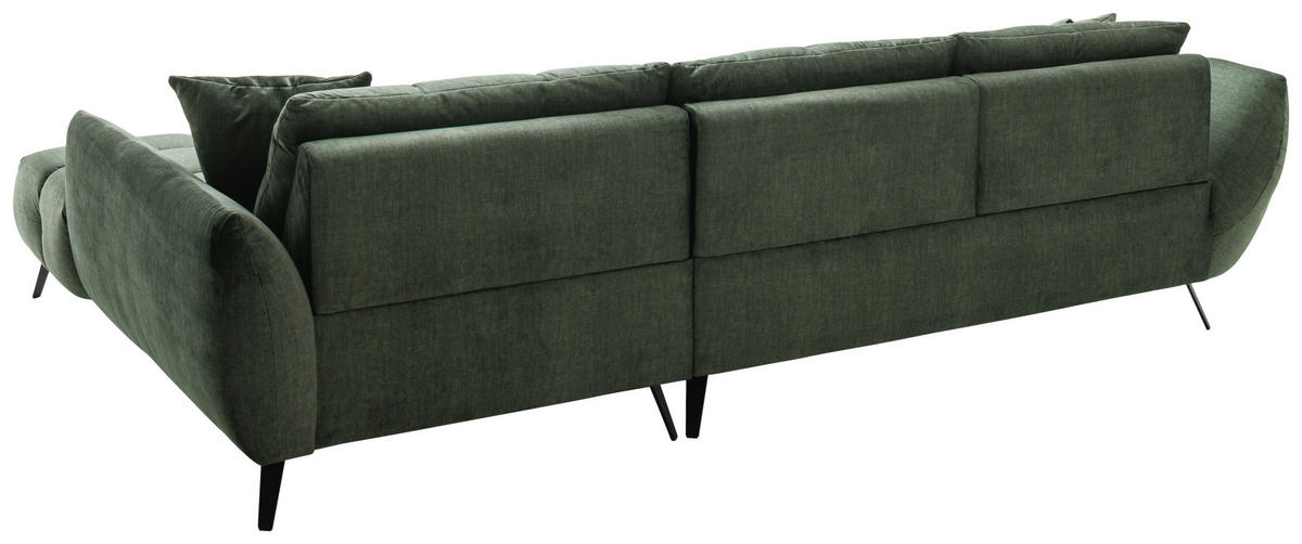 ECKSOFA Grün Mikrofaser  - Schwarz/Grün, KONVENTIONELL, Textil/Metall (313/215cm) - Hom`in