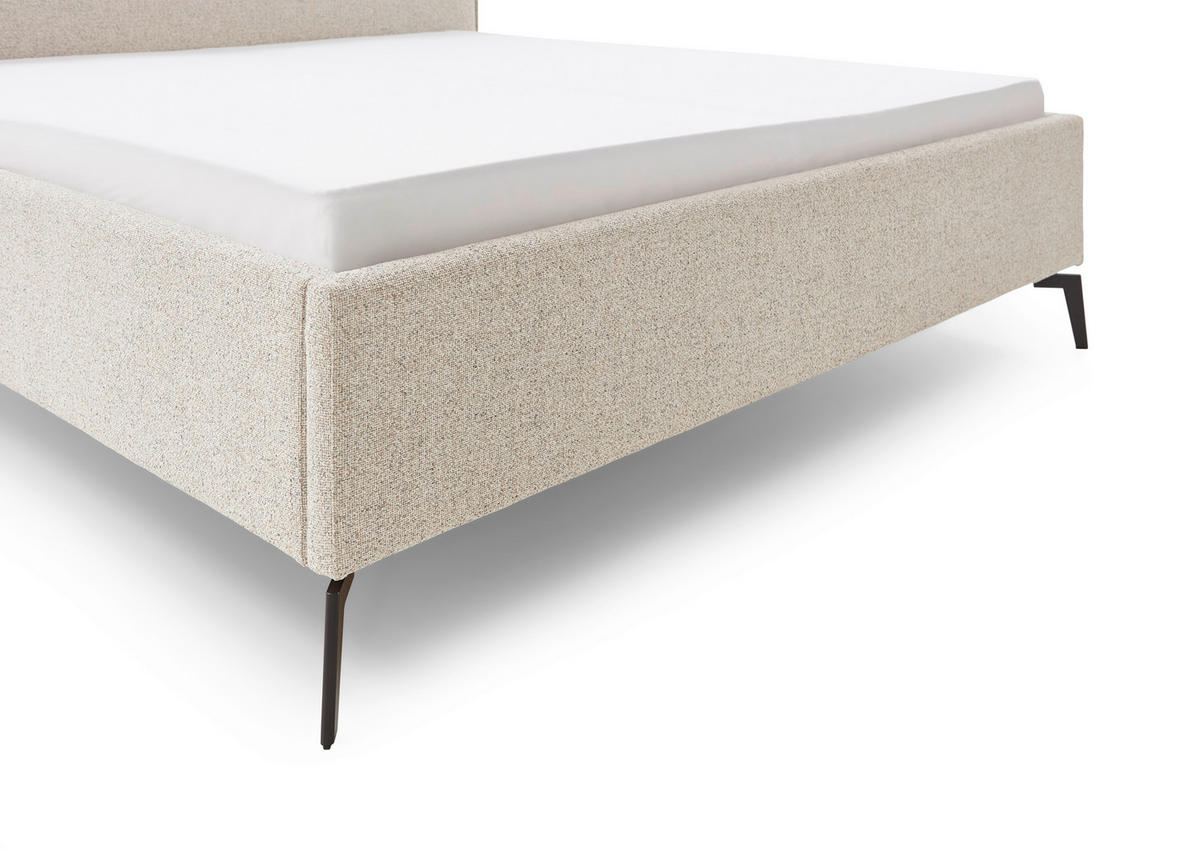 POLSTERBETT 180/200 cm,  in  - Beige/Schwarz, Design, Textil/Metall (180/200cm) - home24