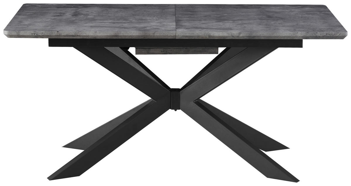 ESSTISCH Grau rechteckig  ausziehbar  - Schwarz/Grau, KONVENTIONELL, Holzwerkstoff/Metall (160-200/76/90cm) - MID.YOU
