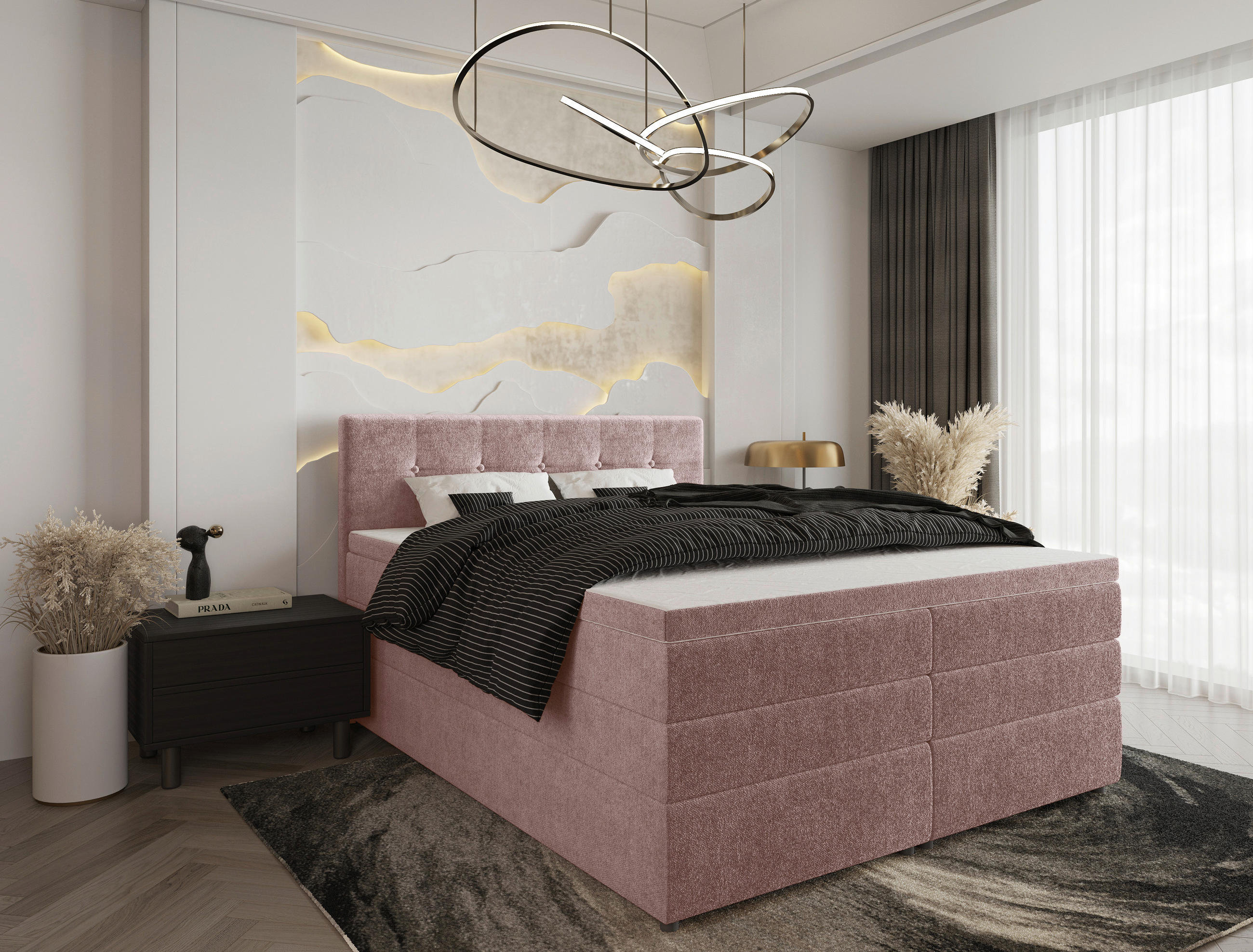 BOXSPRINGBETT 160/200 cm  in Hellrot  - Hellrot/Schwarz, Konventionell, Kunststoff/Textil (160/200cm) - Carryhome