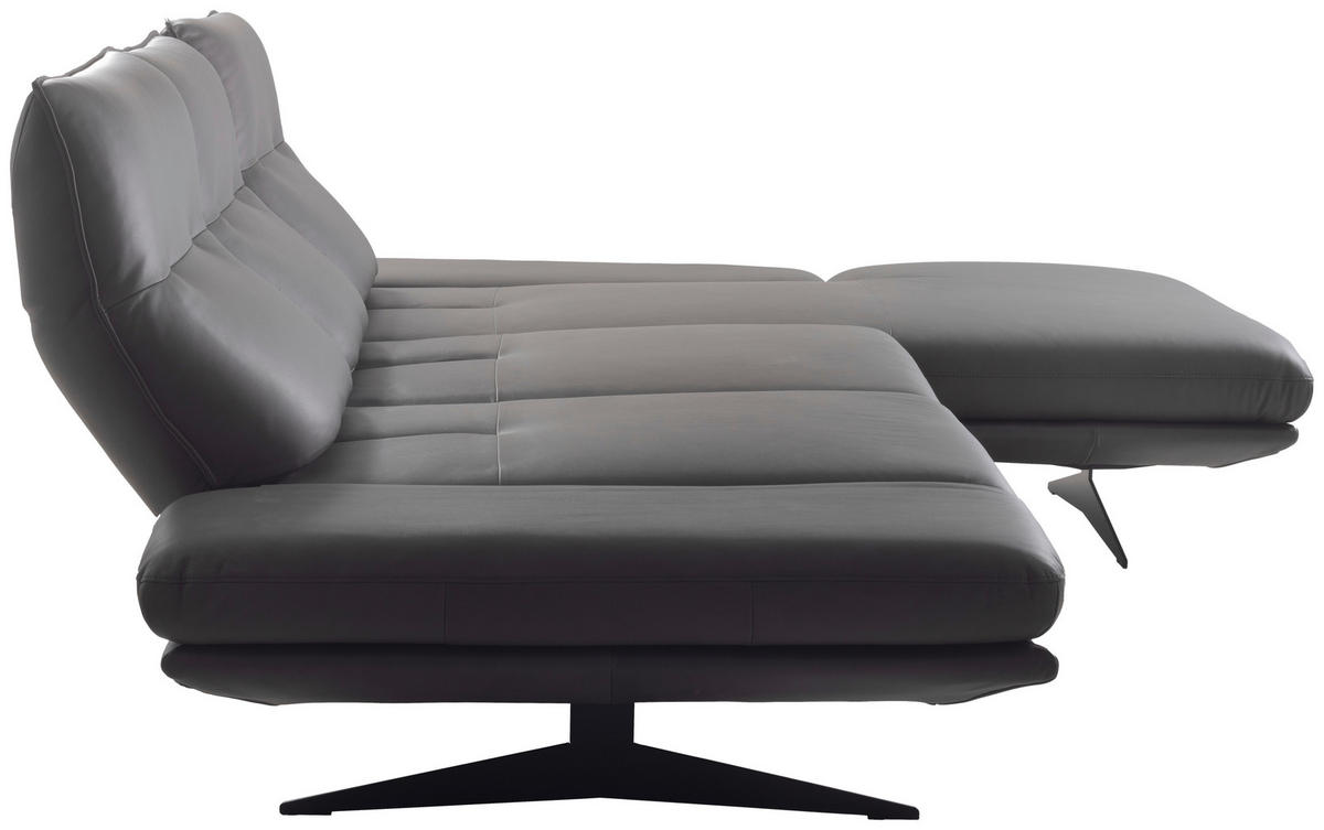 ECKSOFA  in Echtleder Dunkelgrau  291/180 cm  - Dunkelgrau/Schwarz, Design, Leder/Metall (291/180cm) - Celina Home
