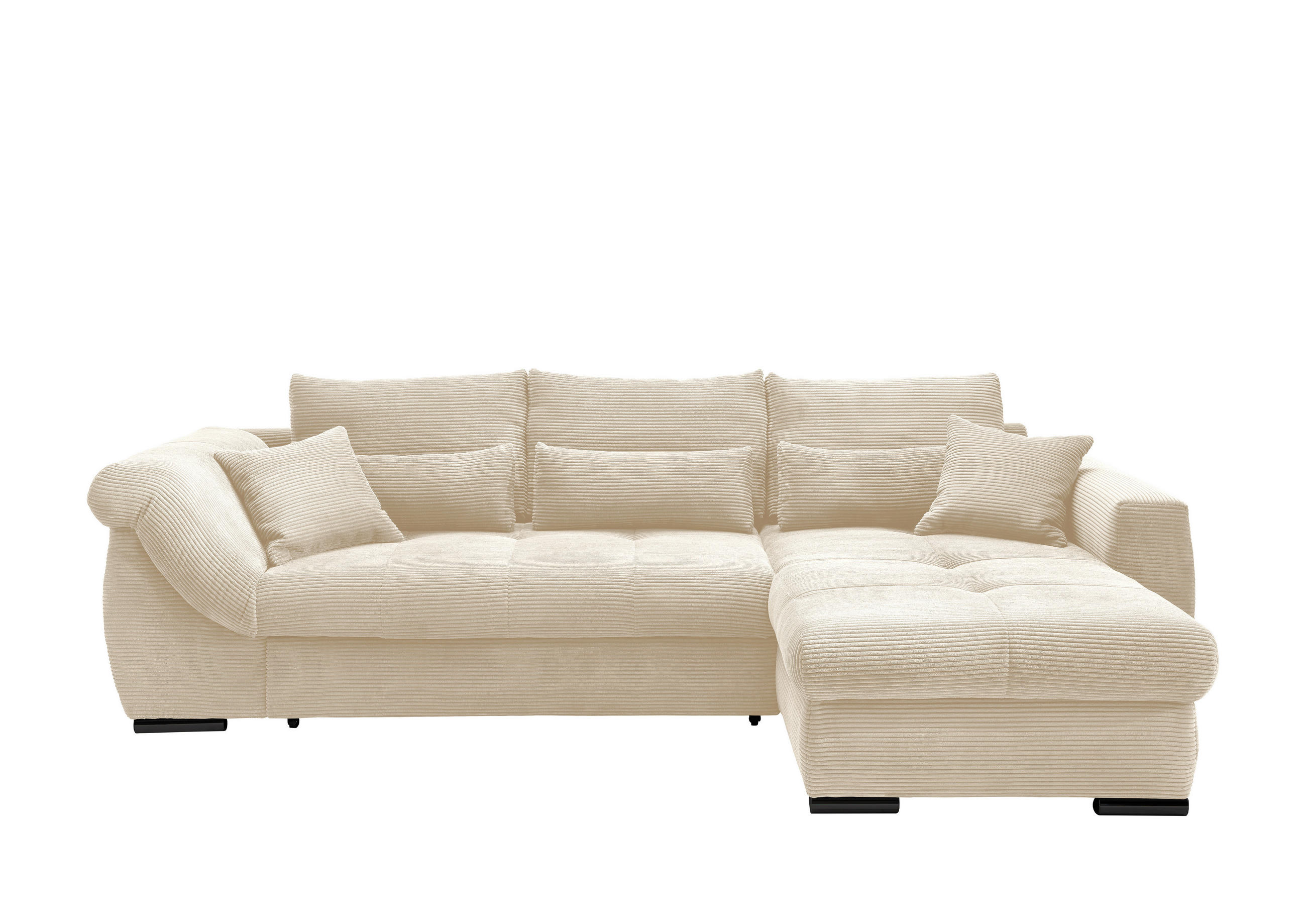 ECKSOFA Beige Cord Zierkissen, Rückenkissen, Nierenkissen, Bettkasten  - Beige/Schwarz, MODERN, Textil/Metall (302/188cm) - MID.YOU