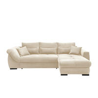 ECKSOFA 302/188 cm  in Cord Beige Zierkissen, Rückenkissen, Nierenkissen, Bettkasten  302/188 cm  - Beige/Schwarz, MODERN, Textil/Metall (302/188cm) - MID.YOU