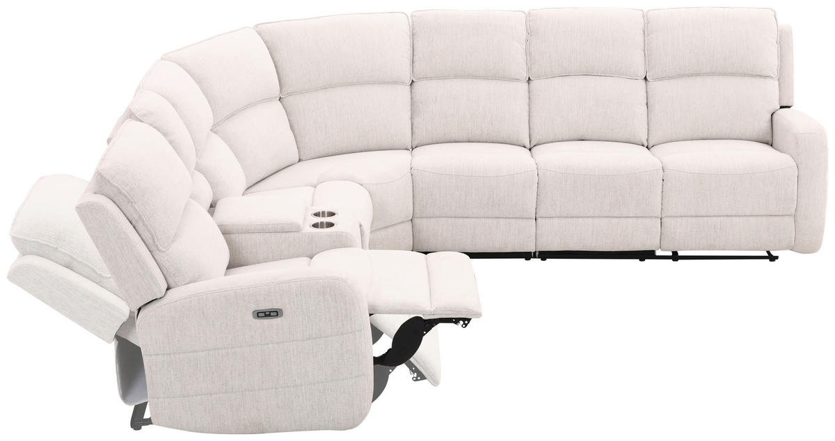 ECKSOFA  Weiß Leinenoptik  - Schwarz/Weiß, KONVENTIONELL, Holz/Kunststoff (240/102/265cm) - Livetastic