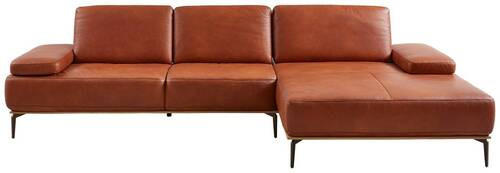 ECKSOFA Braun Echtleder - Bronzefarben/Braun, Design, Leder/Metall (314/176cm) - Valnatura