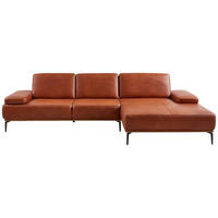 ECKSOFA Braun Echtleder  - Bronzefarben/Braun, Design, Leder/Metall (314/176cm) - Valnatura