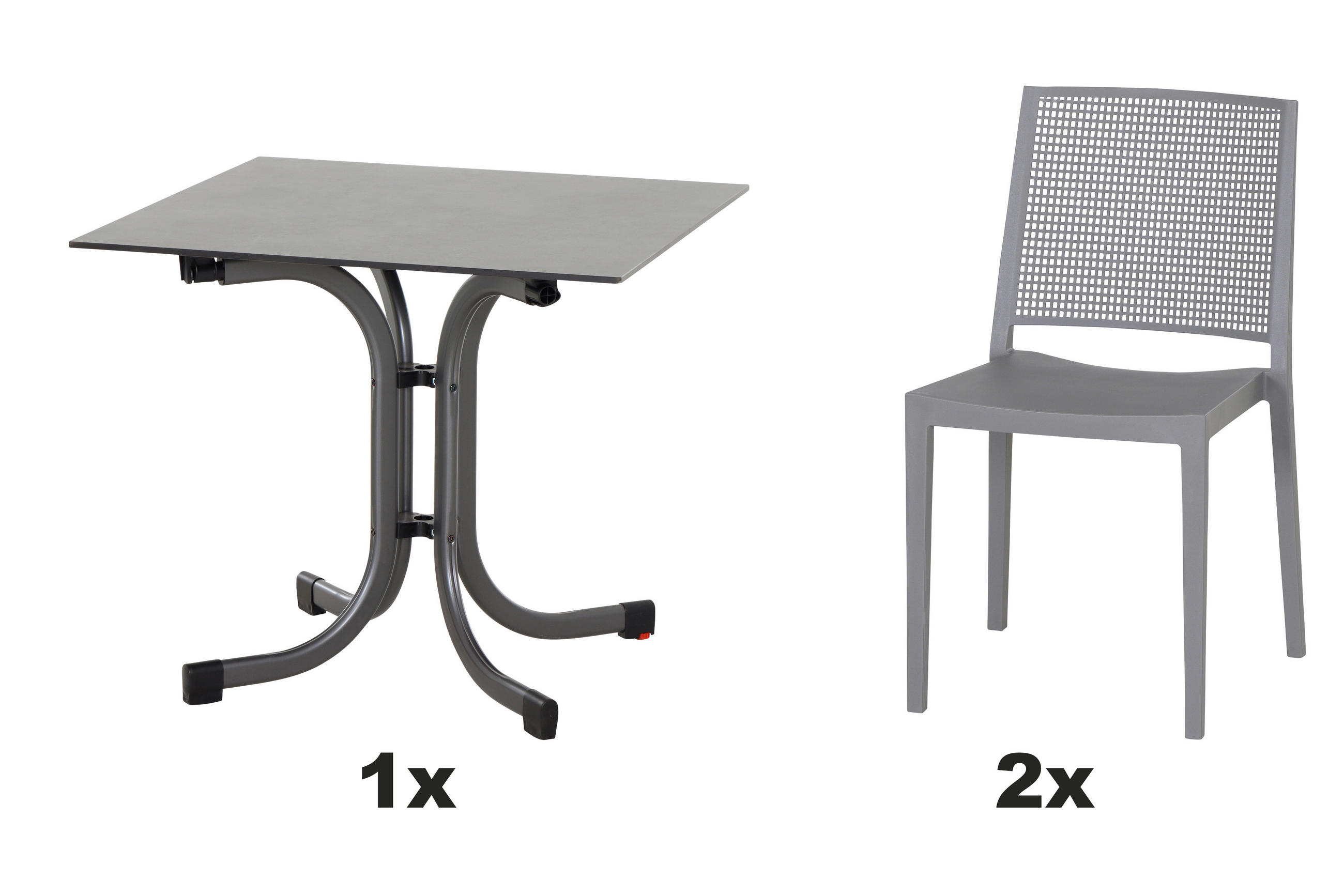 GARTENGARNITUR 3-teilig  - Grau, Basics, Holzwerkstoff/Kunststoff (80/80/80cm) - Siena Garden