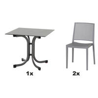 GARTENGARNITUR 3-teilig  - Grau, Basics, Holzwerkstoff/Kunststoff (80/80/80cm) - Siena Garden