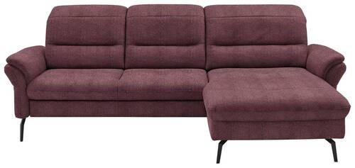 ECKSOFA in Flachgewebe Weinrot  - Weinrot/Schwarz, Konventionell, Textil/Metall (260/181cm) - Beldomo Speed