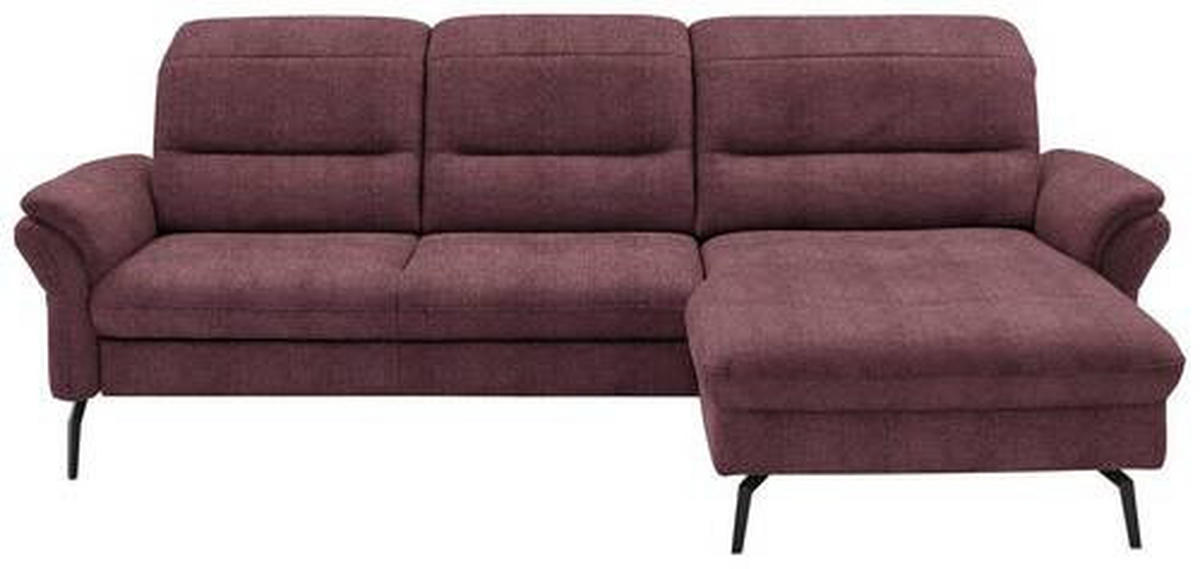 ECKSOFA in Flachgewebe Weinrot  - Weinrot/Schwarz, Konventionell, Textil/Metall (260/181cm) - Beldomo Speed